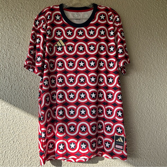 Adidas MLS x Marvel Captain America Soccer Jersey Mens large HT3237 NWT